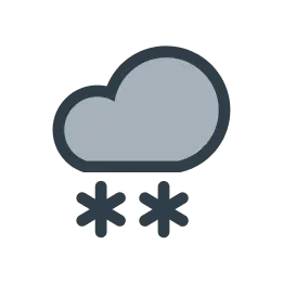 Vädersymbol för snöfall med moln och två snöflingor