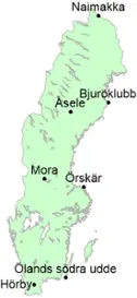 Karta som visar vart stationerna ör placerade.