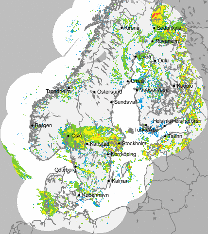 Karta över Sverige, Norge, Finland och Danmark.