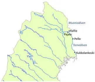 Stationerna Pajala och Kallio ligger nära varandra i varsin älvgren precis innan sammanflödet. Pello och Kukkolankoski ligger nedströms i Torneälven
