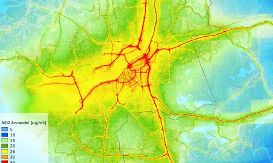 With SIMAIR, you can also perform city-wide air quality assessments to identify the most important locations for local action.