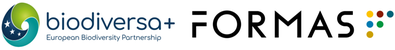 Logotyper Biodiversa+ och Formas