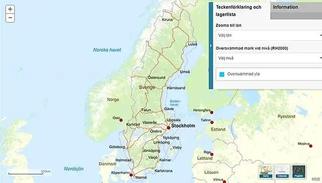 Skärmbild från vädertjänst