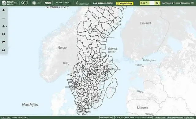 Skärmbild från statens geotekniska instituts webbsida