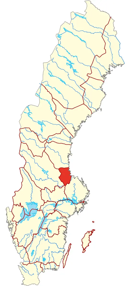 Karta över Sverige där Gästrikland är markerad
